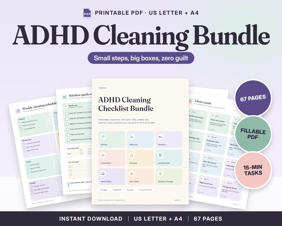 ADHD Cleaning Checklist Bundle