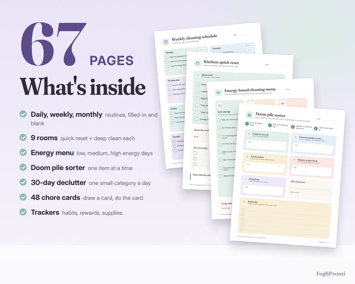ADHD Cleaning Checklist Bundle, image 2