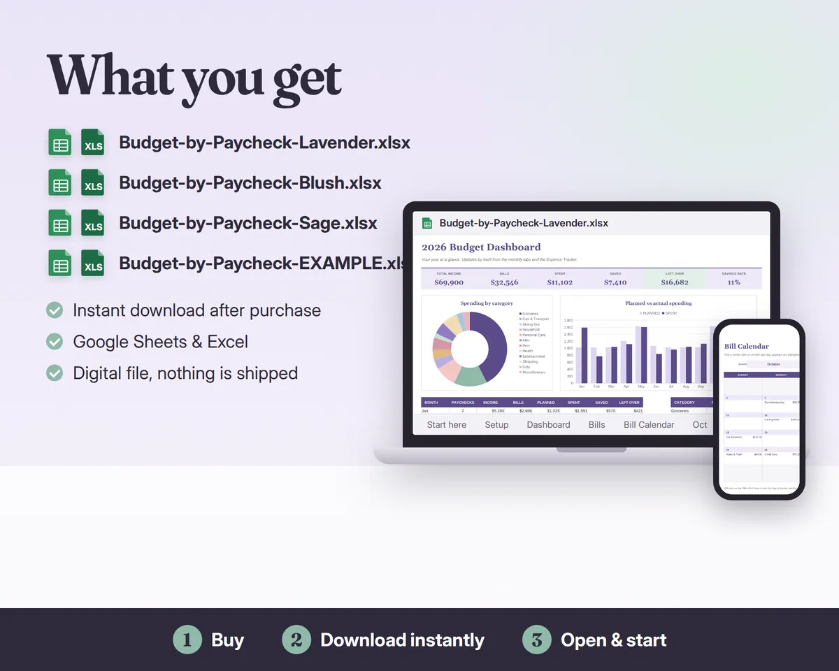 Budget by Paycheck Spreadsheet Google Sheets & Excel, image 7