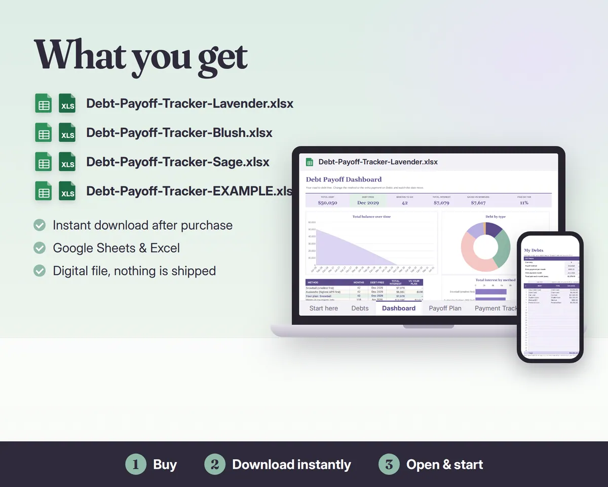 Debt Payoff Tracker Google Sheets & Excel, image 7
