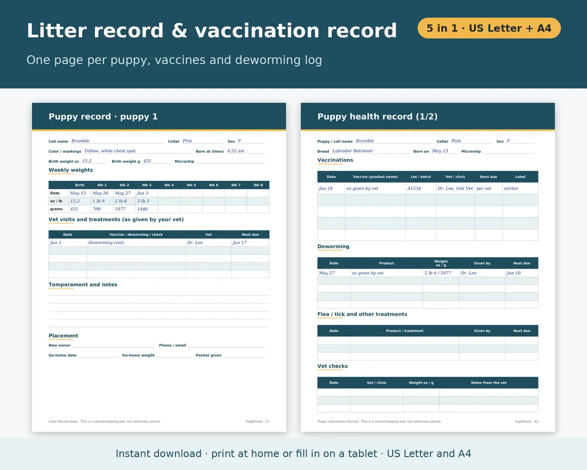 Dog Breeder Forms Bundle Printable, image 4