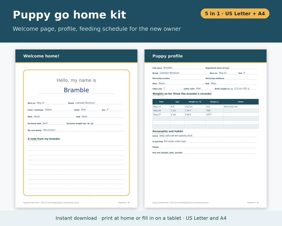 Dog Breeder Forms Bundle Printable, image 5