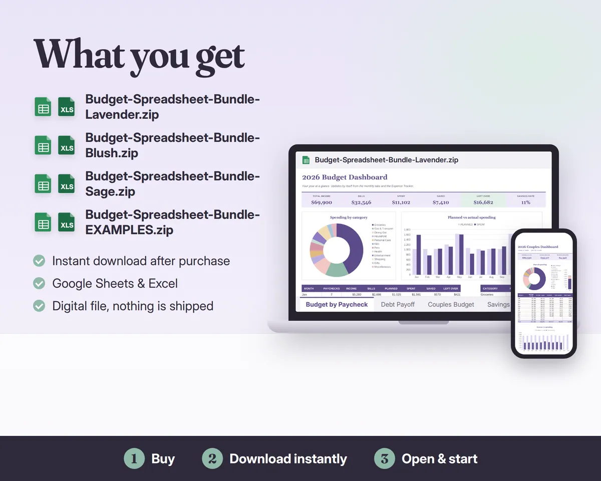 Budget Spreadsheet Bundle Google Sheets & Excel, image 7