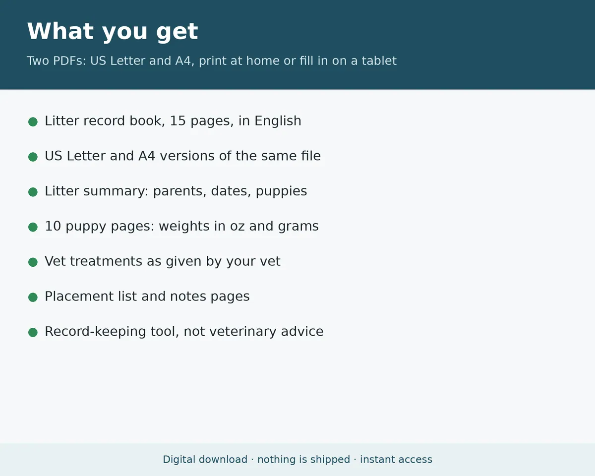 Litter Record Template Printable, image 6