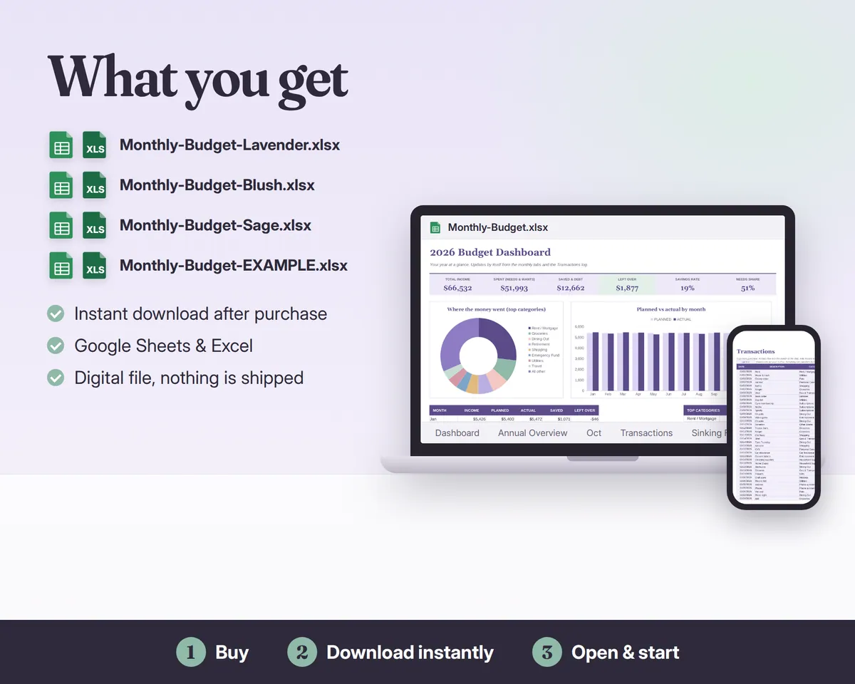 Budget Spreadsheet Google Sheets & Excel, image 7