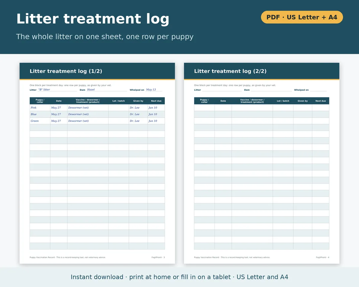 Puppy Vaccination Record Template Printable, image 3