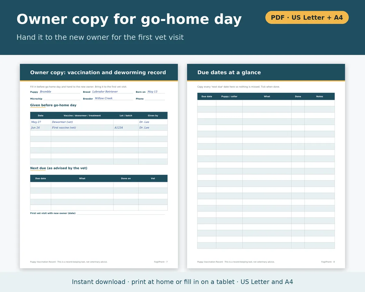 Puppy Vaccination Record Template Printable, image 4