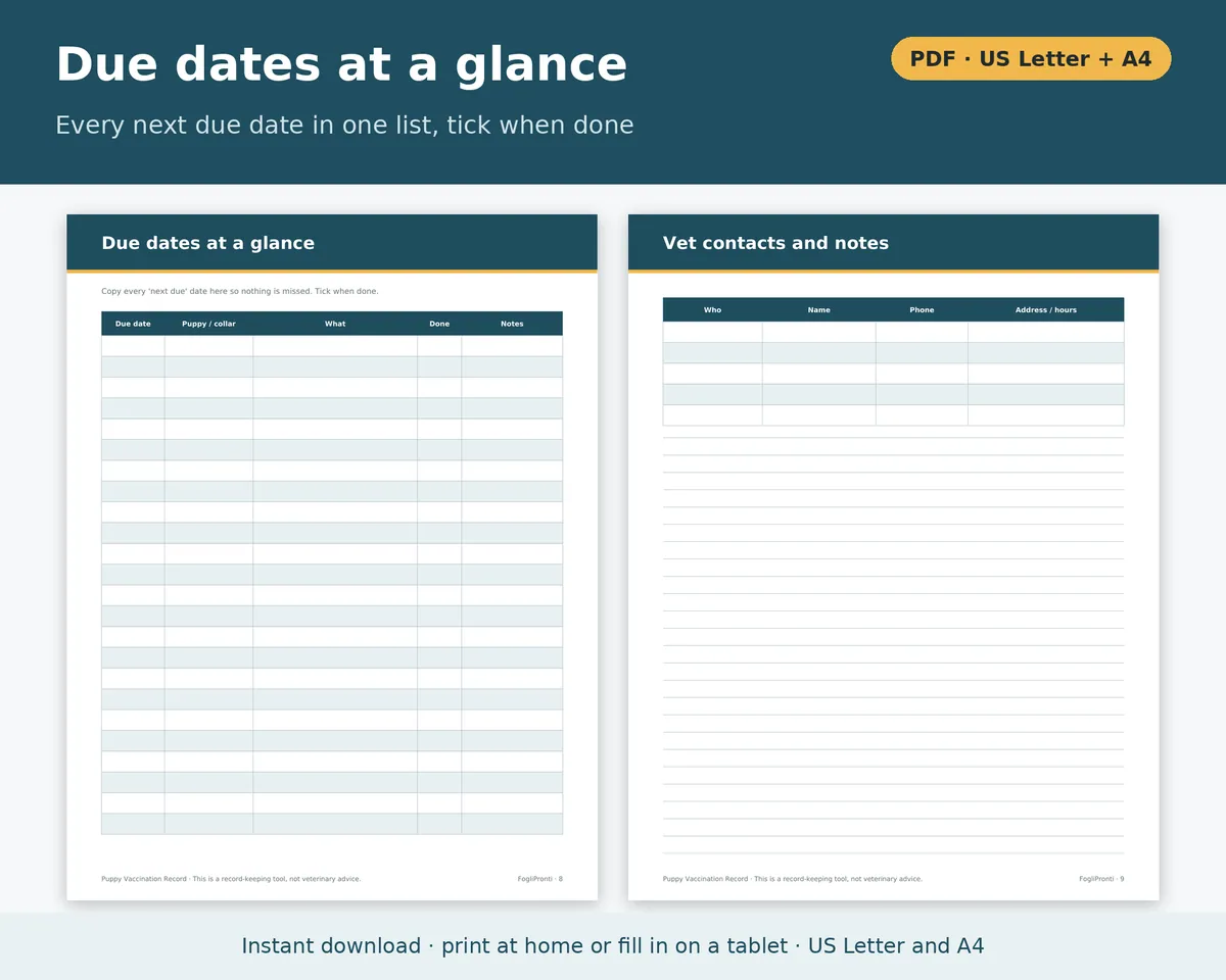 Puppy Vaccination Record Template Printable, image 5