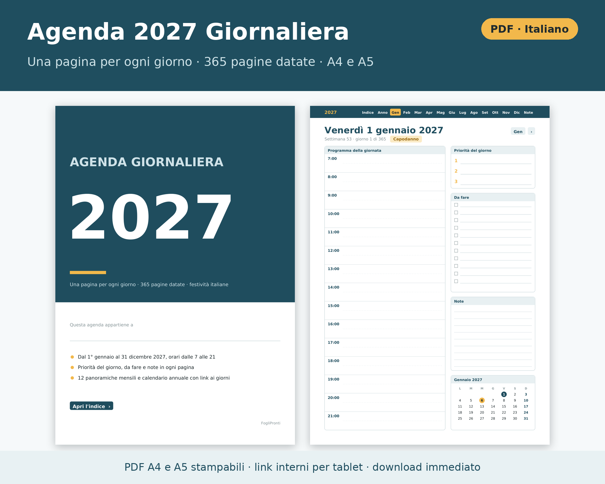 Agenda 2027 Giornaliera PDF da Stampare A4 e A5