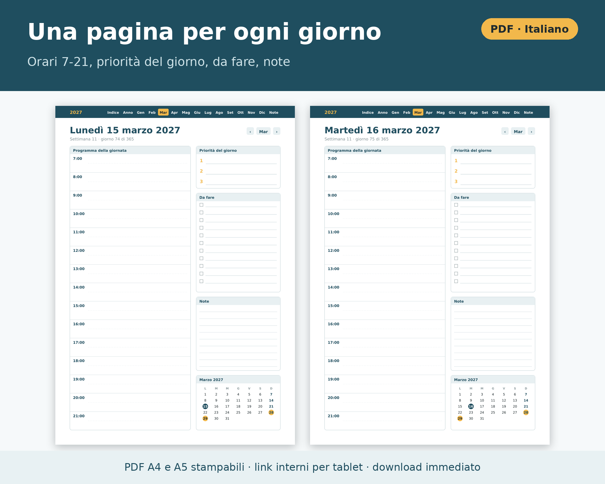 Cosa contiene Agenda 2027 Giornaliera PDF da Stampare A4 e A5