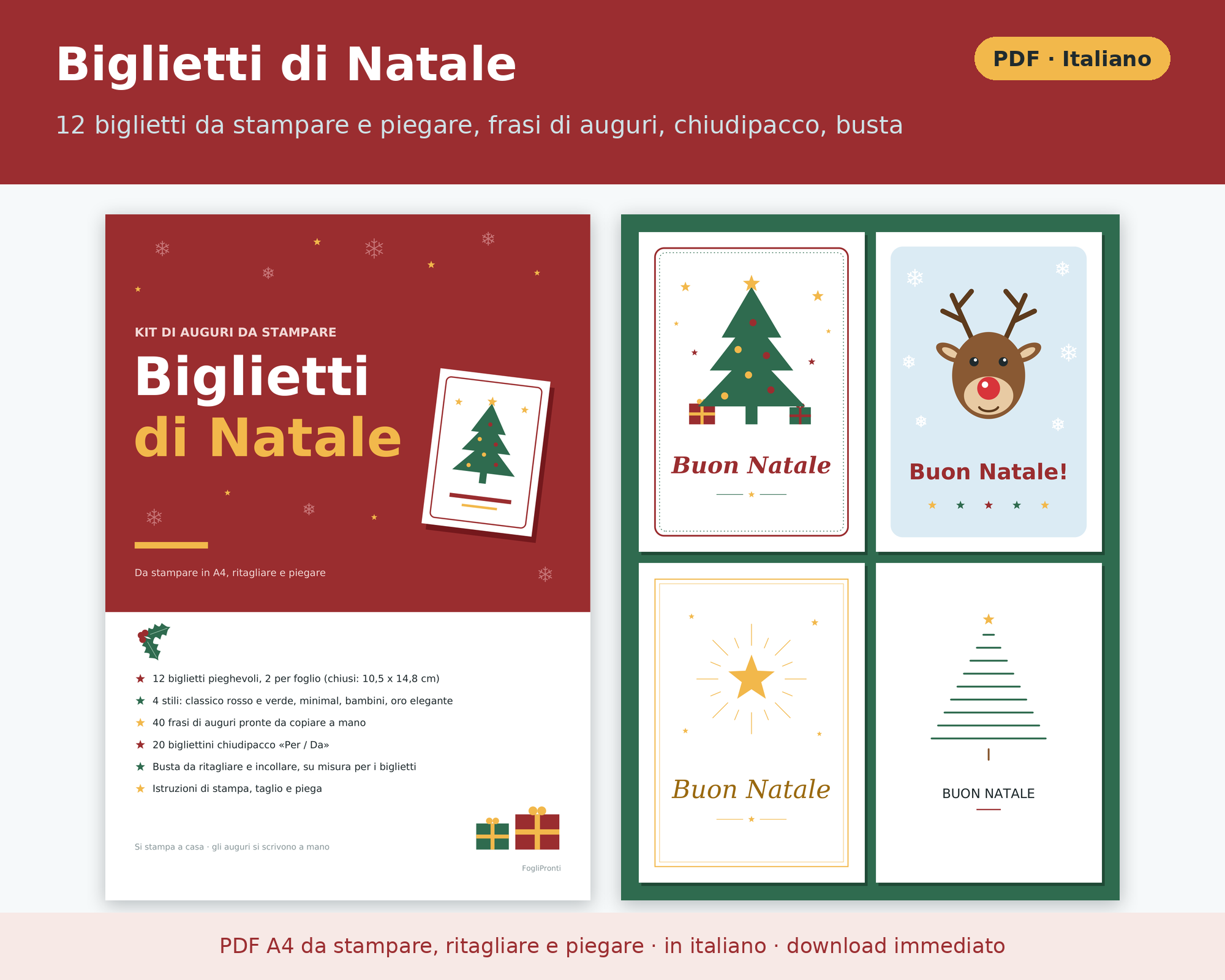 Biglietti Natale da Stampare PDF