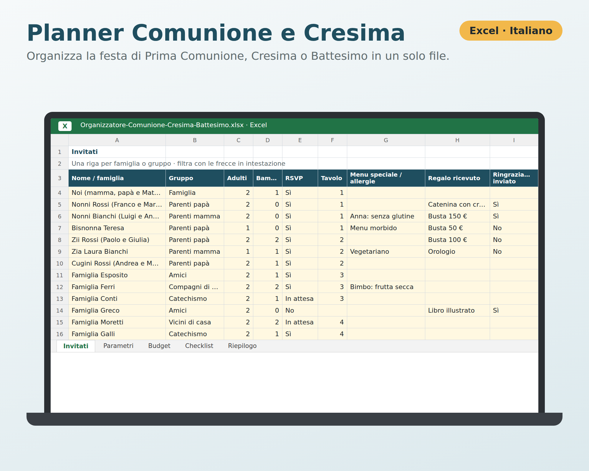 Planner Comunione e Cresima