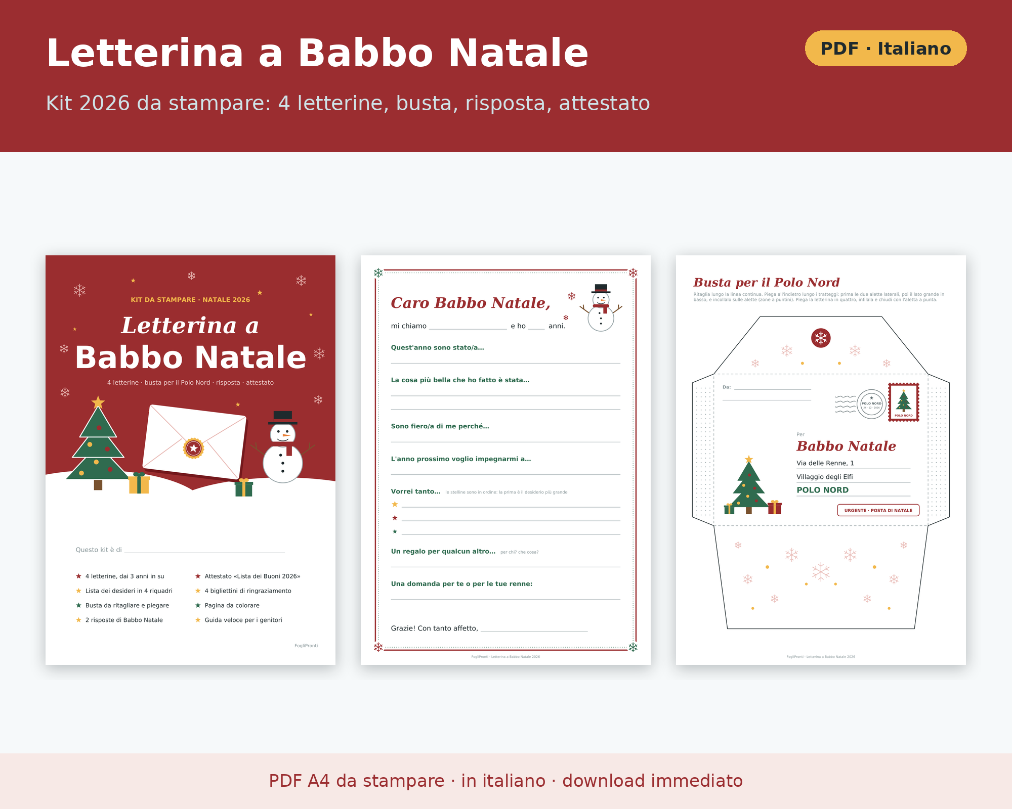 Letterina Babbo Natale da Stampare PDF in Italiano