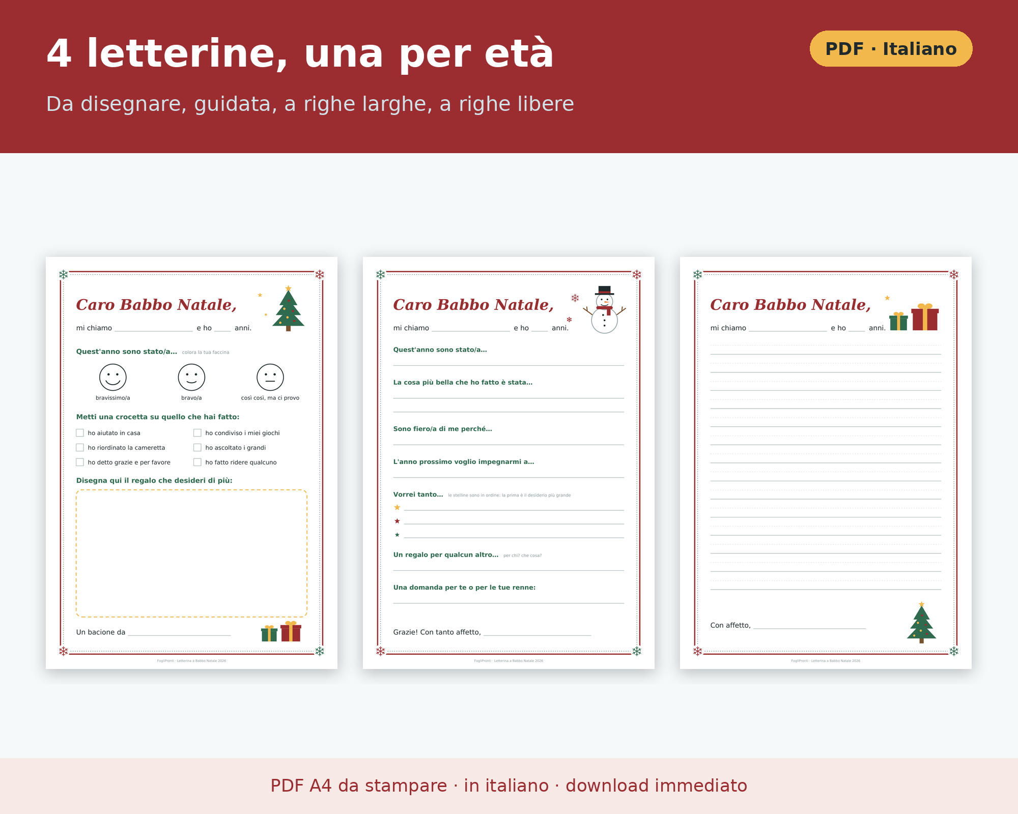 Cosa contiene Letterina Babbo Natale da Stampare PDF in Italiano