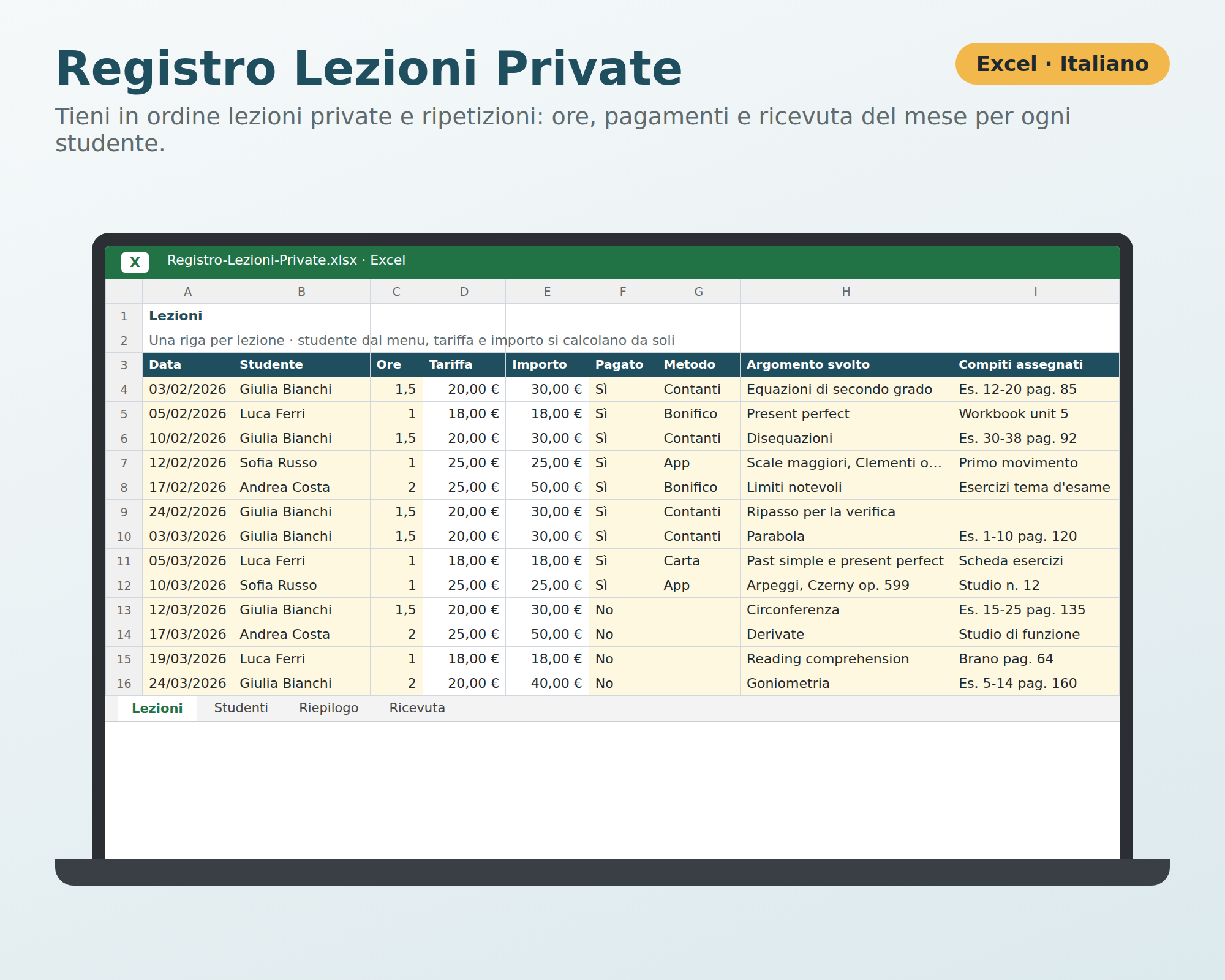 Registro Lezioni Private