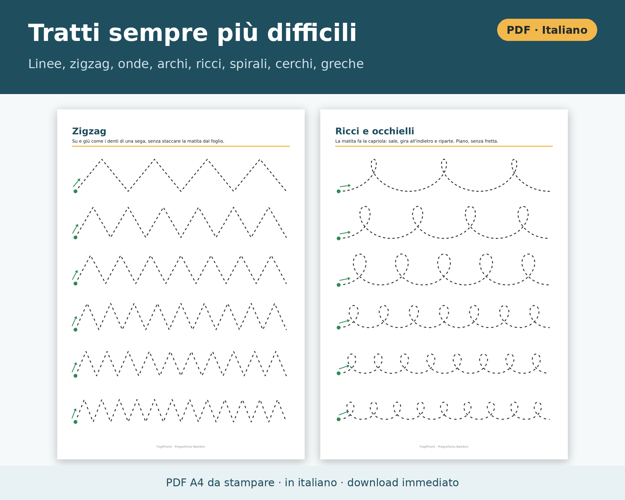Cosa contiene Pregrafismo Bambini Schede da Stampare PDF