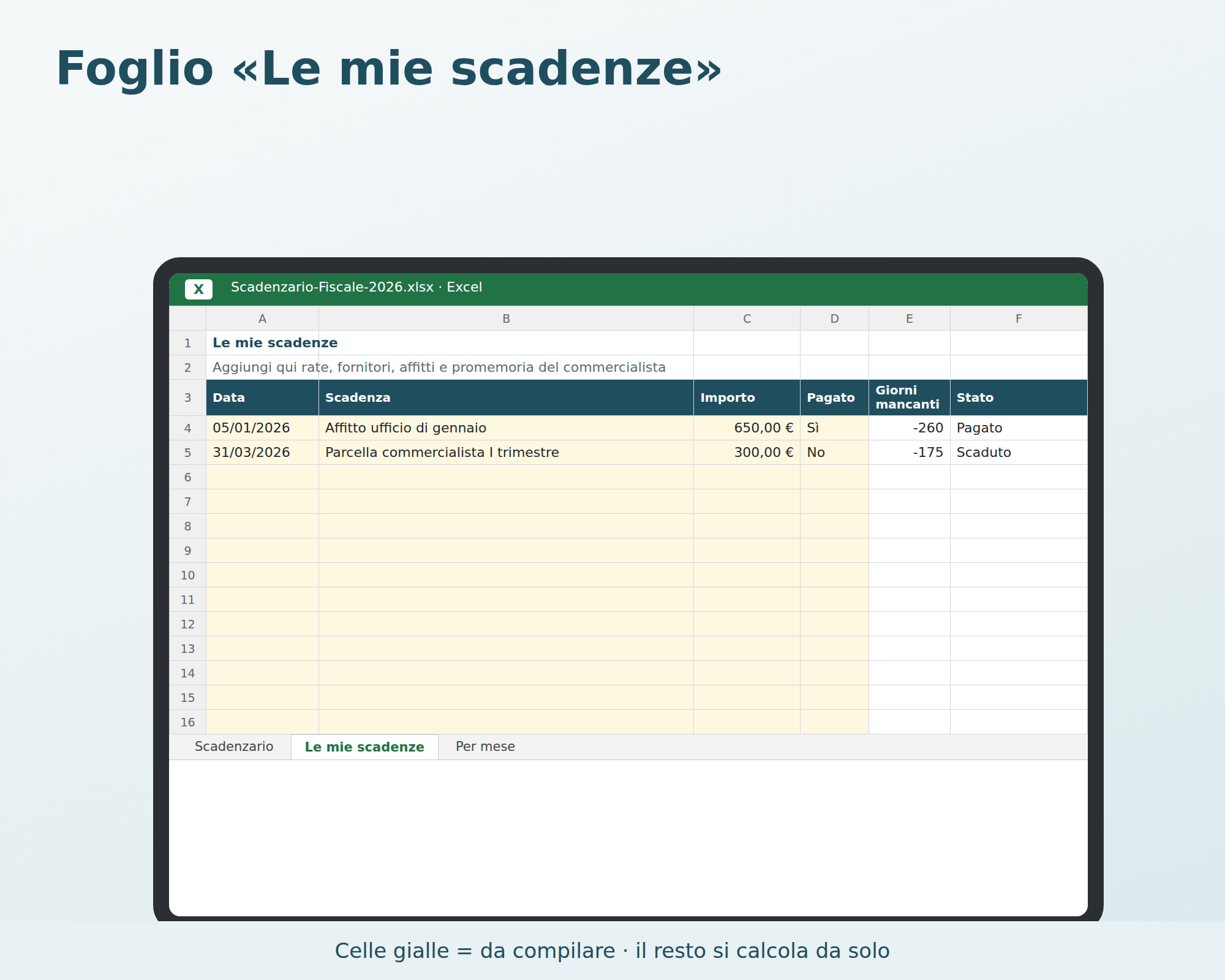 Cosa contiene Scadenzario Fiscale 2026