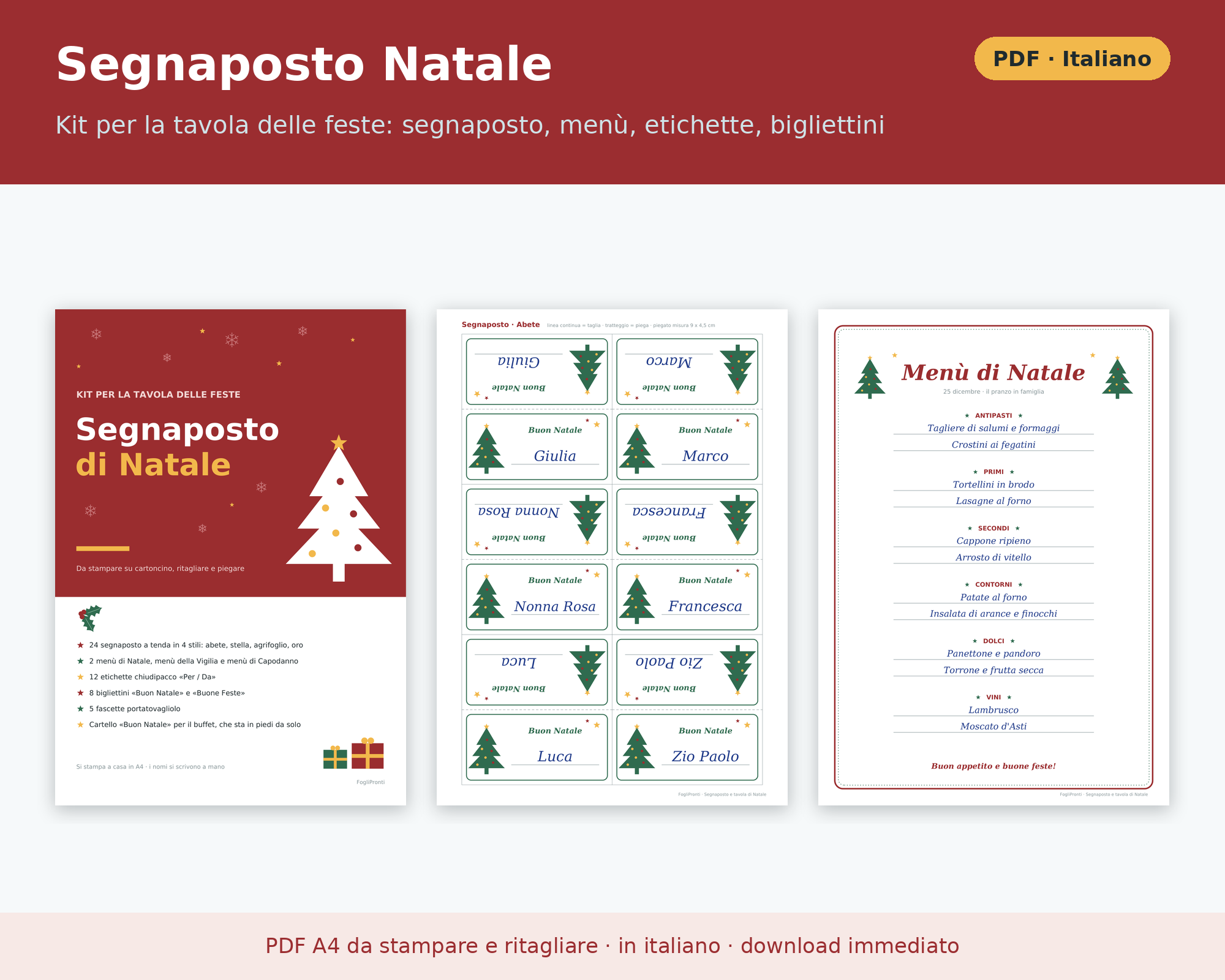 Segnaposto Natale da Stampare PDF