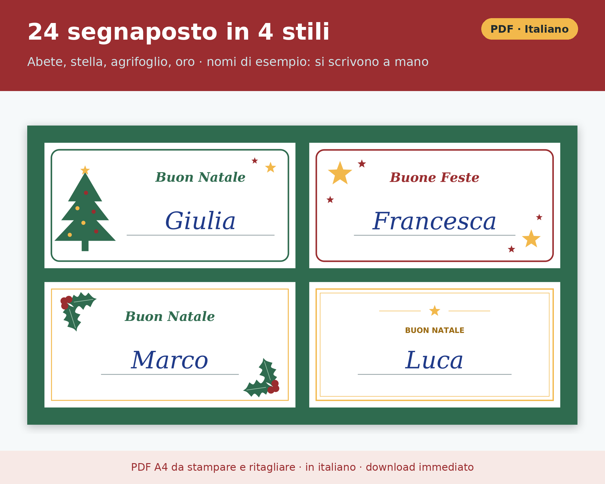 Cosa contiene Segnaposto Natale da Stampare PDF