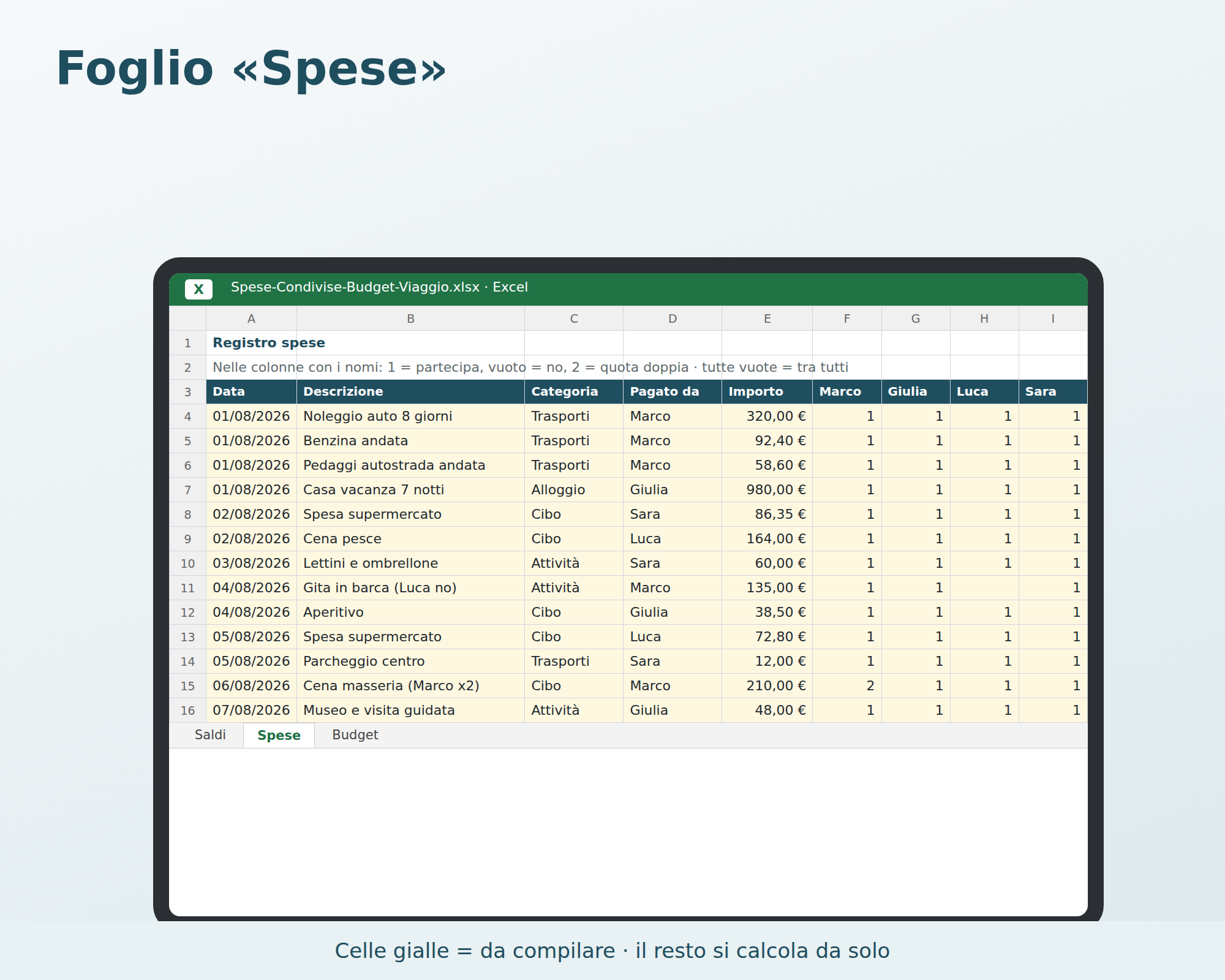 Cosa contiene Spese Condivise